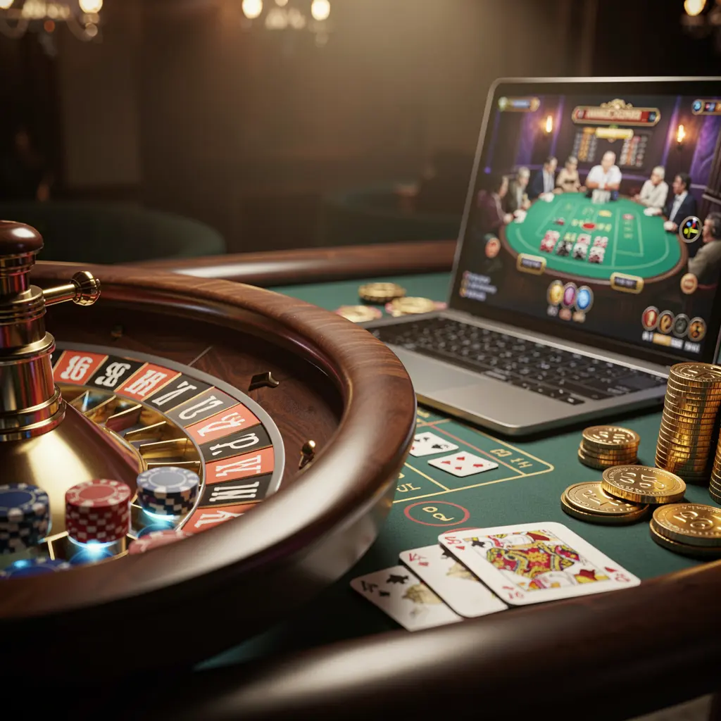 TTTPRO – Experience high quality online casino gaming in the Philippines Elegant roulette table with stacked casino chips and a spinning wheel displayed on a laptop screen highlighting the premium online casino experience of TTTPRO for players in the Philippines